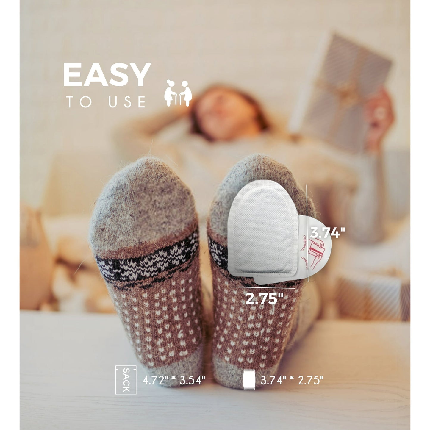 NFTIGB 55 Pack Foot Toe Warmers with Adhesive Backing, Air Activated Disposable Hand Warmer 8H Heat