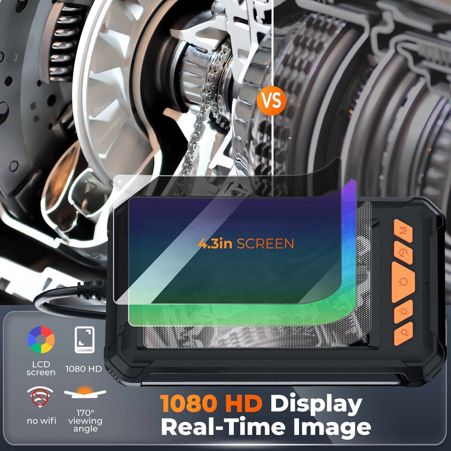 Floray 1080P HD Borescope Endoscope Camera with Light, IP67 Waterproof Snake Camera, 16.5ft Cable, 2600mAh Battery Long Lasting