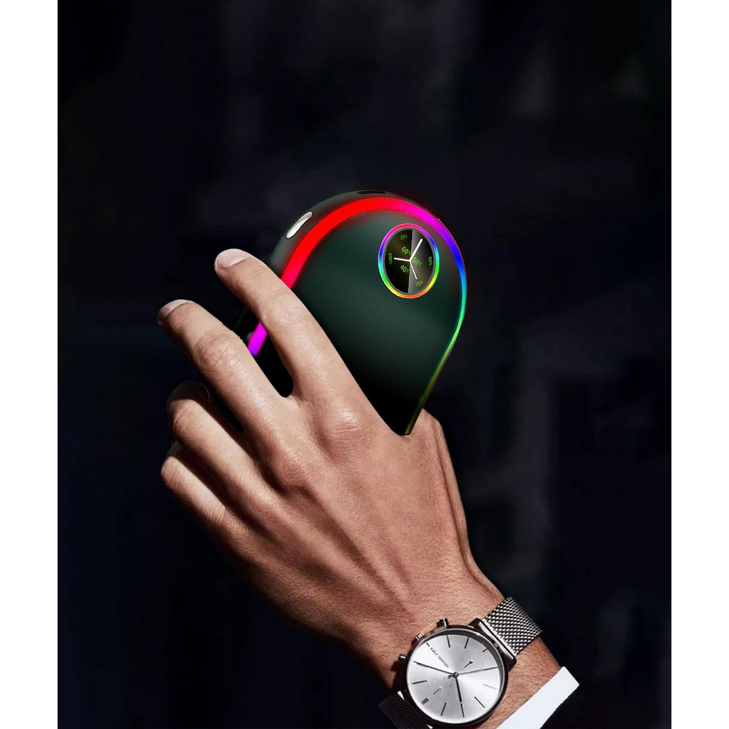 Madala Hand Warmers, 10000Mah Hand Warmers Rechargeable, 7 Changing Colors Lights Electric Hand Warmers, Reusable Hand Warmer for Raynauds, Outdoors, Hunting, Golf, Camping, Women Mens Gifts(Green)