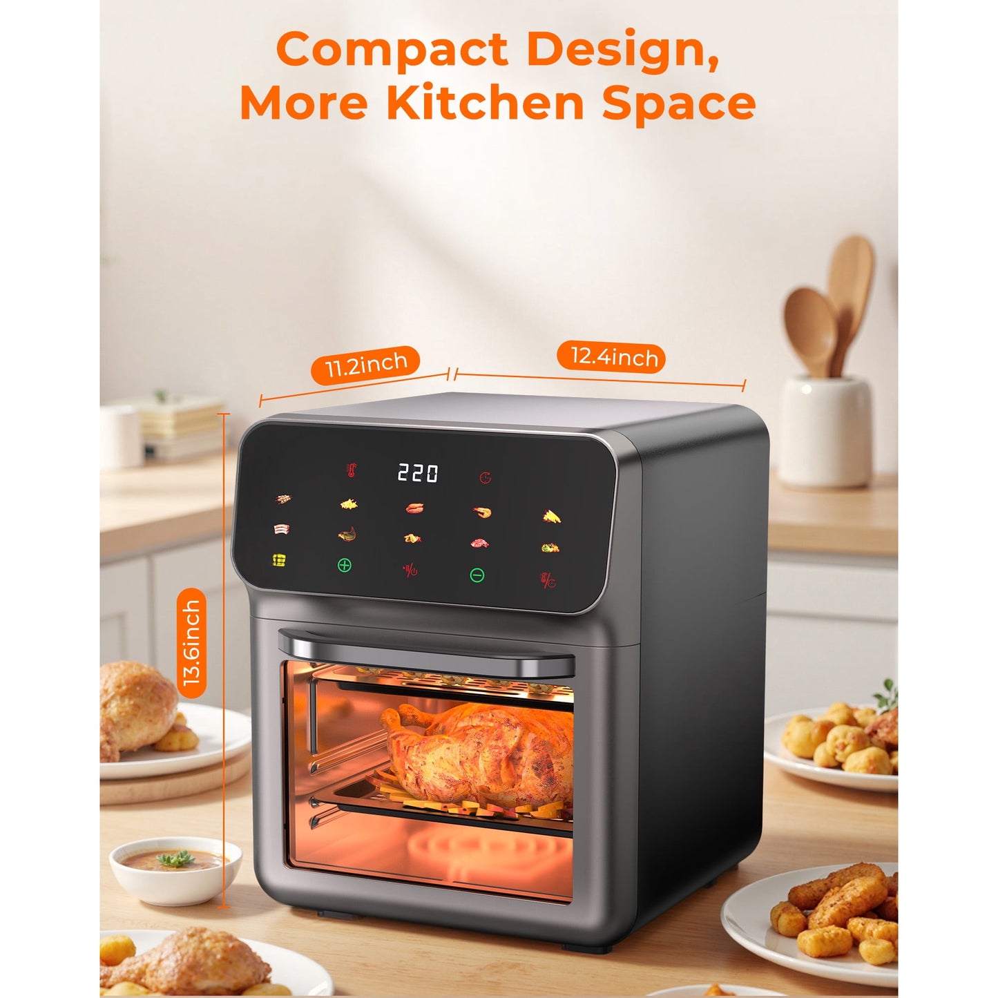 Casualife Air Fryer Oven 12 Qt Max 400F for Cooking, 10 Presets Fry Touch Panel Easy View Window, New BlackCasualife Air Fryer Oven 12 Qt Max 400F for Cooking, 10 Presets Fry Touch Panel Easy View Window, New Black