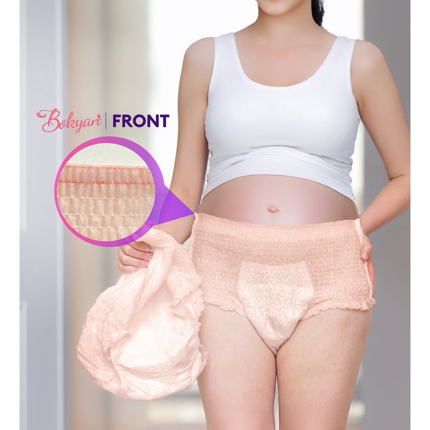 Bokyan Adult Incontinence Underwear for Women,Postpartum Bladder Leak Underwear,Disposable,L,18 Ct