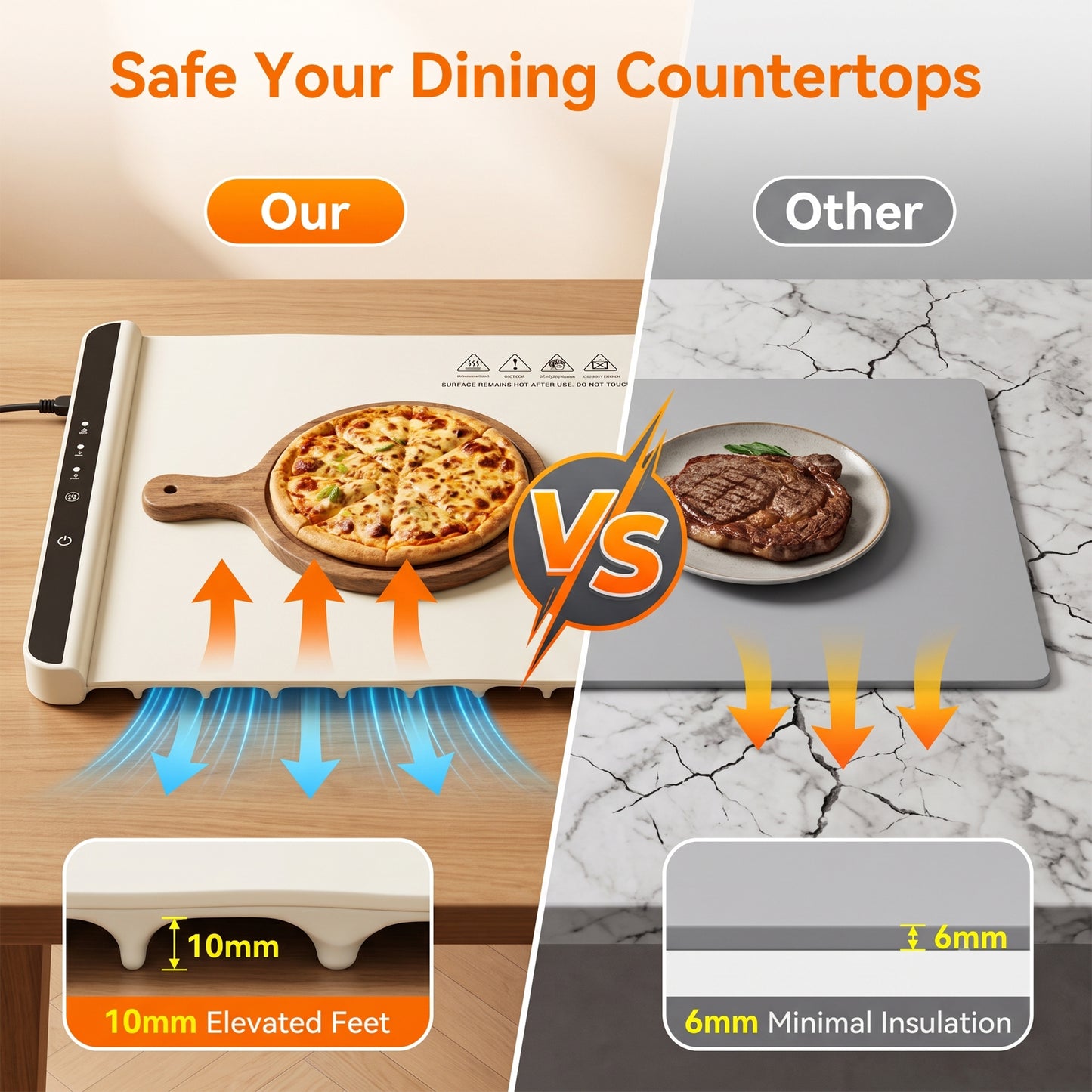 M Buder Food Warming Tray, Electric Warmer Mat, Portable Warmer for Party, Family Dinner, Residential, 3 Adjustable Temperature and Timer