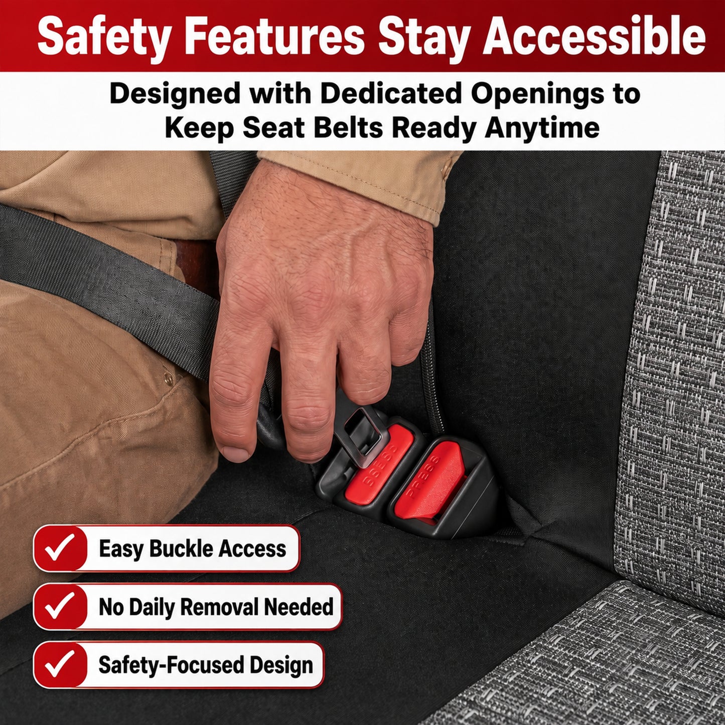 FLORAY Universal Car Seat Covers Full Set for Sedans & Compact SUVs, Airbag Compatible Auto Seat Protectors, Front & Rear Bench, Black
