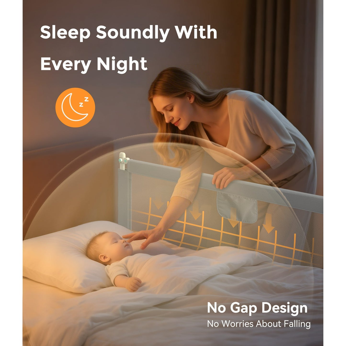 Granlass Baby Bed Rail for Toddlers, Swing Down Kids Bed Guard, Safe and Adjustable, Full Beds