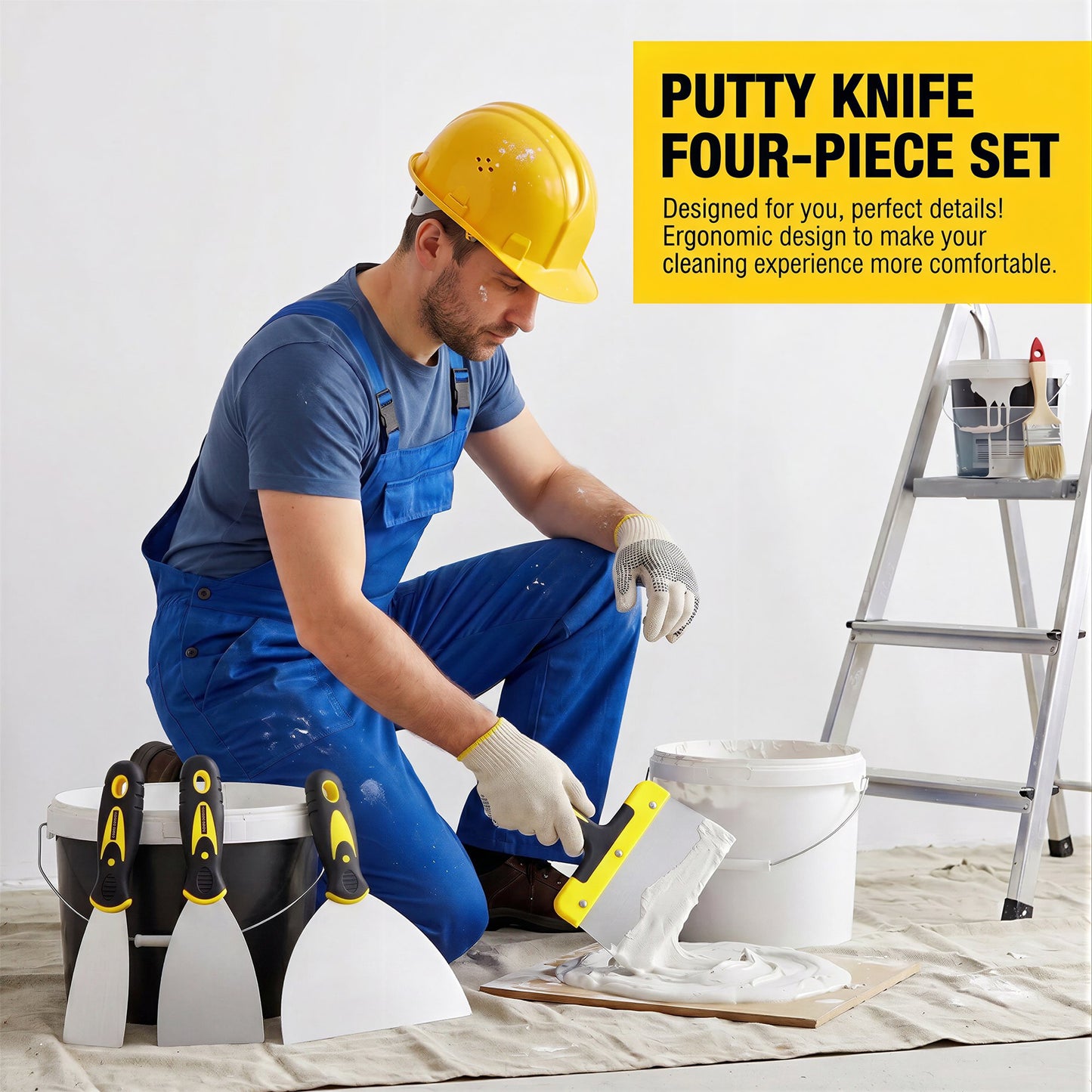 OHHANI 4-Piece Stainless Steel Putty Knife Set, 2 4 6 8 Inch Paint Scraper and Spackle Tool for Drywall Patching