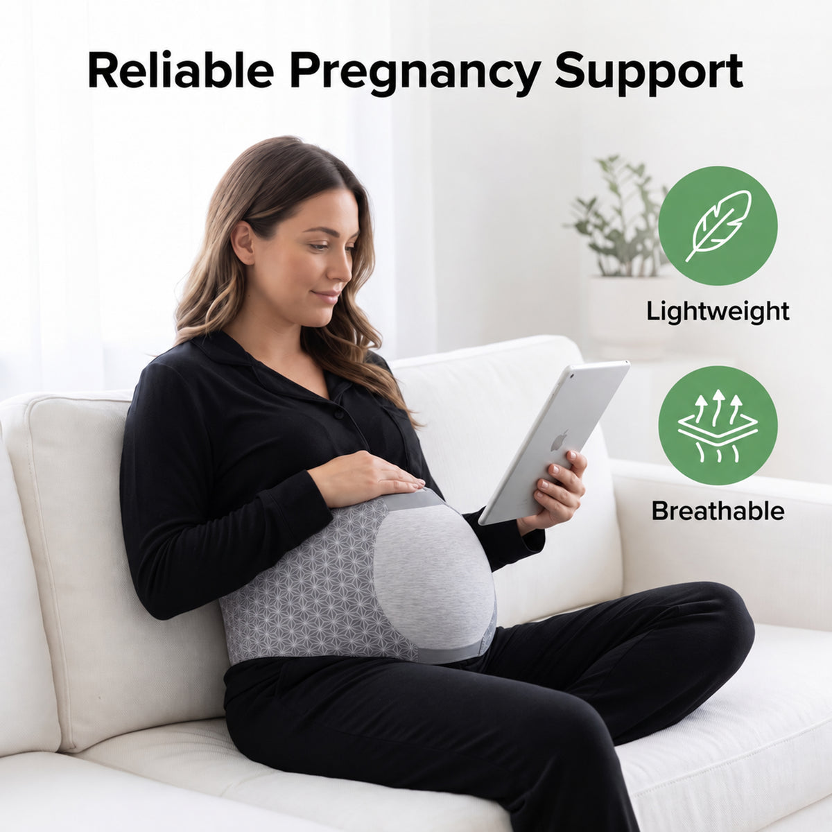 Haelhorneger Pregnancy Support Belt, Side Sleeping Maternity Belt with Memory Foam Belly Support, Adjustable Pregnancy Belt for Women, Gray