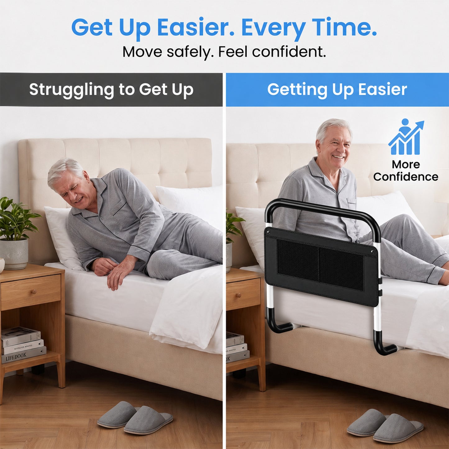 YCPINGC Bed Assist Rail for Seniors, for Elderly Adults Adjustable Safety Guard, with Storage Bag and Fixing Strap