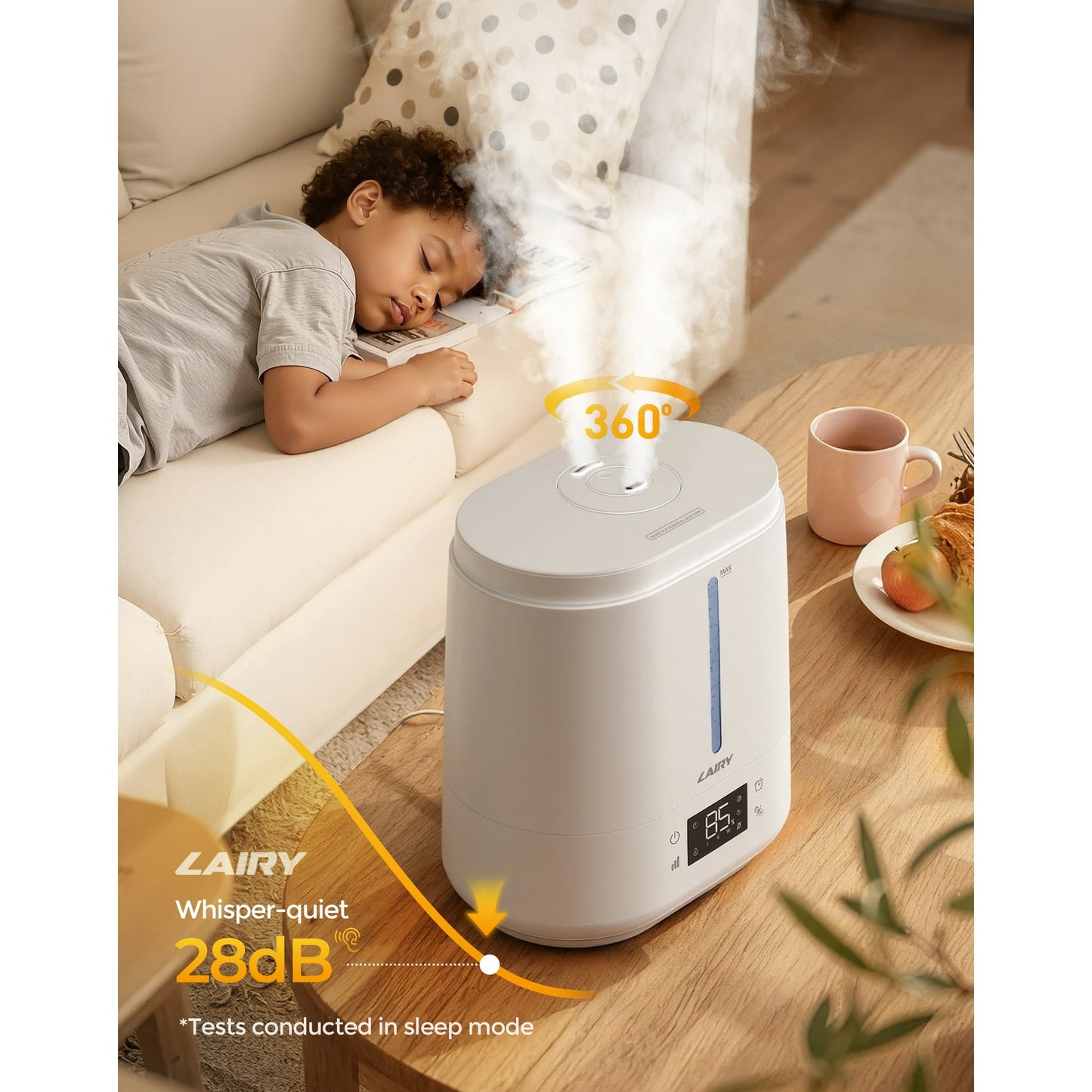 Lairy 6L Top Fill Humidifiers for Bedroom, 28 dB Quiet Supersized Cool Mist Humidifiers for Large Room, Air Humidifier for Home, Night Light, Ultrasonic