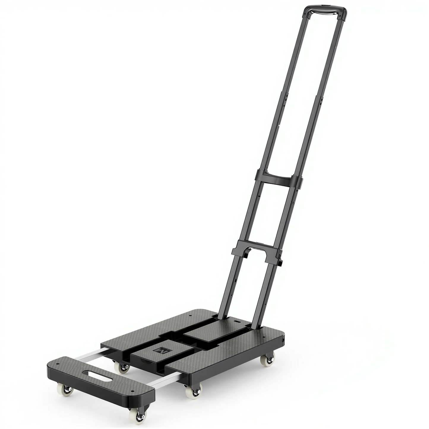 M BUDER Folding Hand Truck, 500 LBS Heavy Duty Dolly Cart, Utility Platform Cart with 6 Wheels for Travel, House, Office, Shopping, Moving Use - Black Folded Size is 11.8 x 17.7”