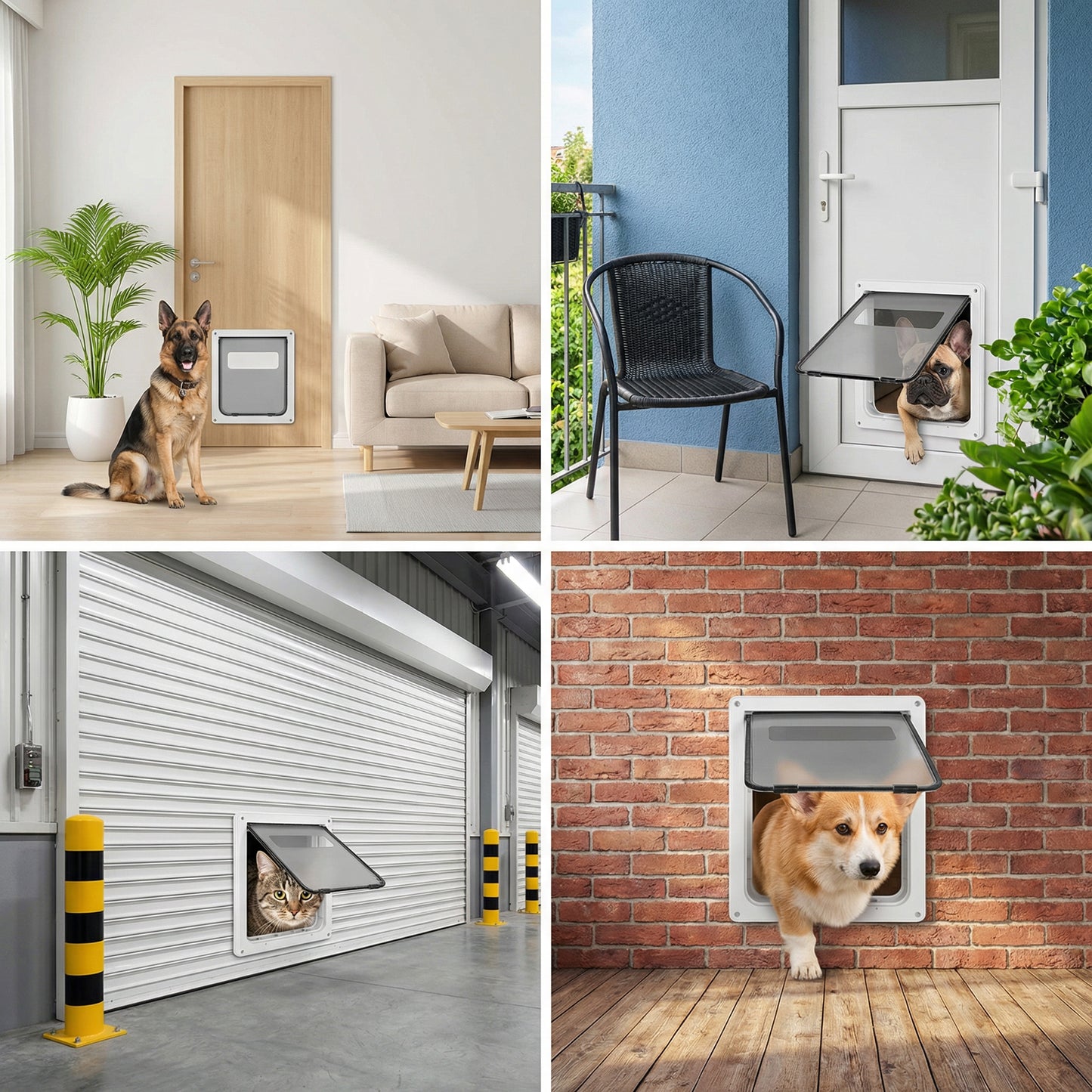 Tolobebe Large Dog Door with Magnetic Lock, Weatherproof Pet Door for Dogs up to 155 lbs, White, 14.6" x 11.4"