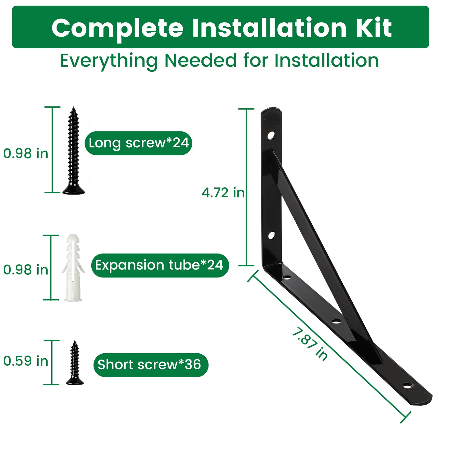 Riousery 12 Pack Heavy Duty Shelf Brackets, 2mm Thick Steel L Brackets for Wall Shelves, 7.9 x 4.7 in, 2mm Thick Carbon Steel Wall Shelf Supports with Mounting Hardware, Black