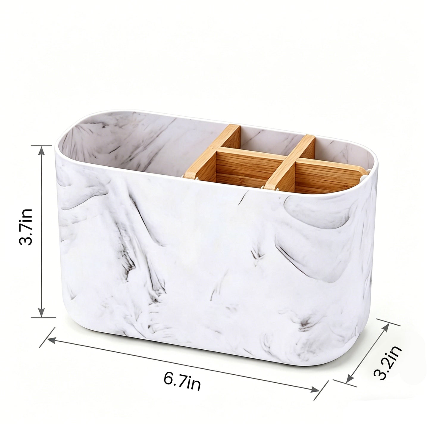 AOLIGO 5 Slot Toothbrush Holder for Bathroom, Electric Toothbrush Organizer with Removable Compartment, Marble White
