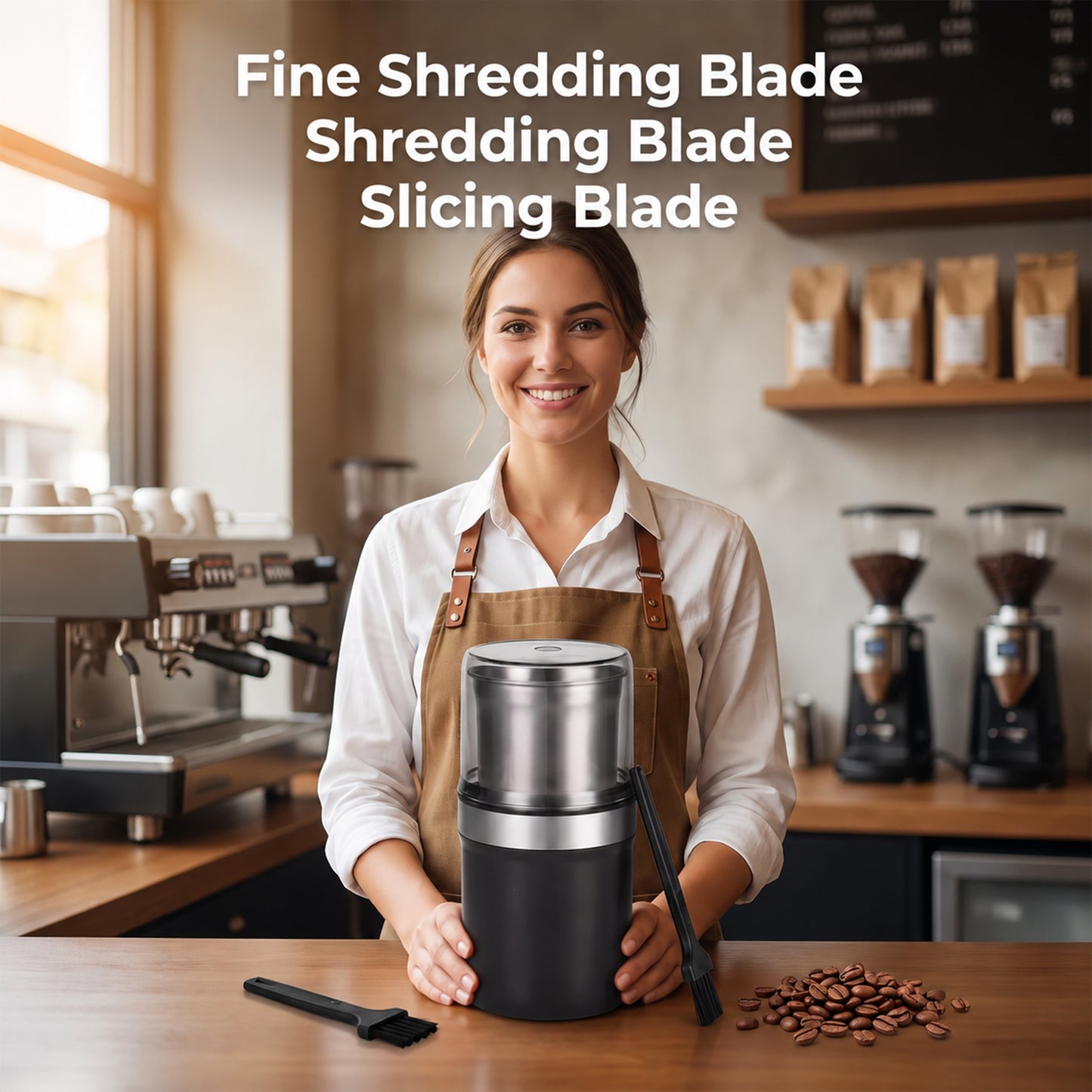 M Buder Electric Coffee Grinder, Spice Grinder with Stainless Steel 2 Blades, Electric Grinder For Coffee, Spices, Herbs & Garlic