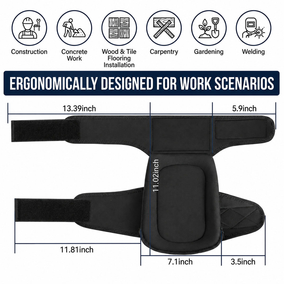 OHHANI Work Knee Pads, Heavy-Duty Foam Silicone Cushion, Adjustable Nylon Velcro Straps for Gardening, Tile Installation and Household Cleaning