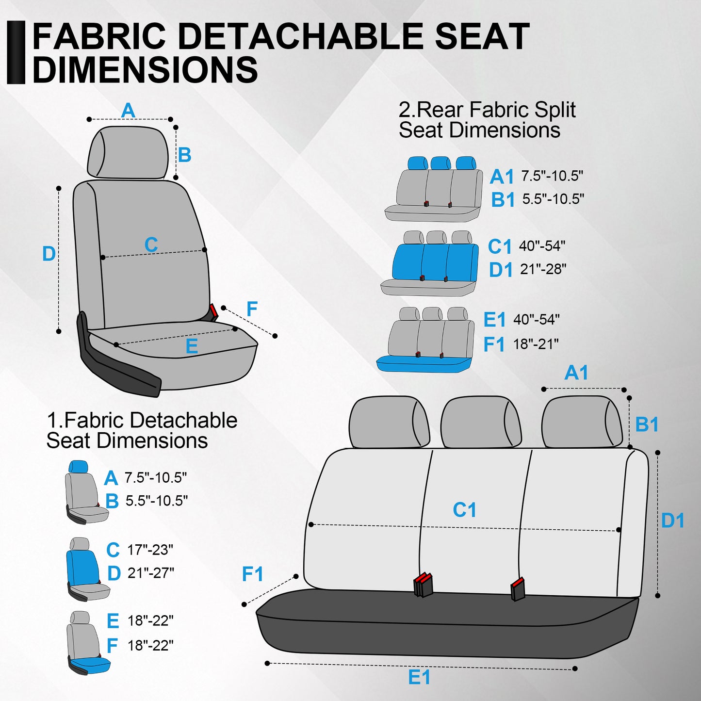 FLORAY 9-Piece Car Seat Covers - Airbag Safe, Thickened, Split Rear, Machine Washable - Universal Fit for Cars, SUVs, Trucks, Black