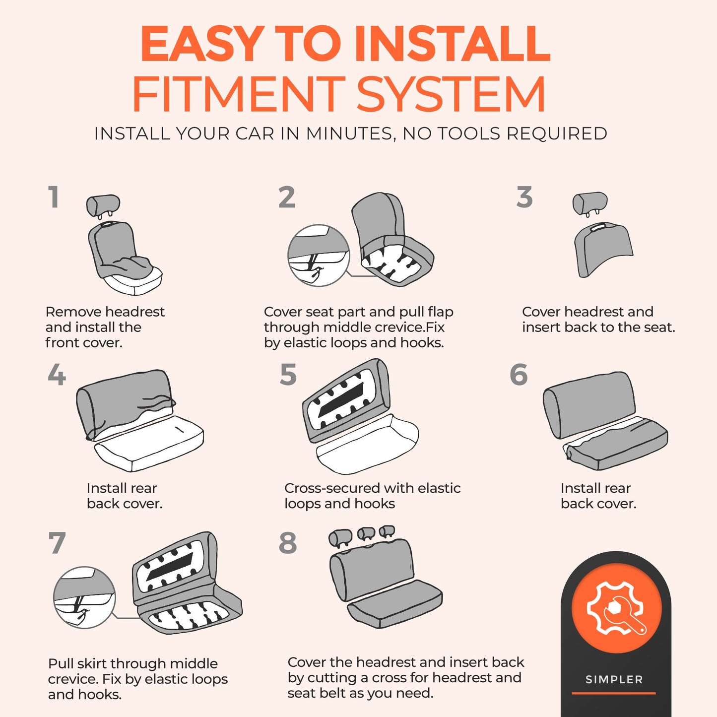 Floray Polyester Car Seat Covers Full Set - Universal Fit for Cars, SUVs, and Trucks