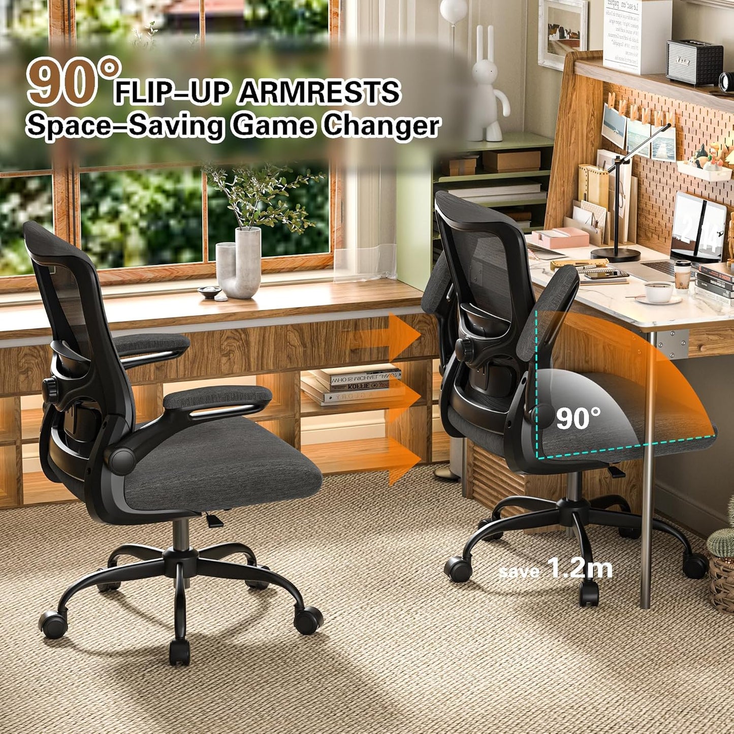 WEENEED Mesh Office Chair, Ergonomic Desk Chair with Lumbar Support, Adjustable Swivel Rolling Computer Chair for Home & Office, Black