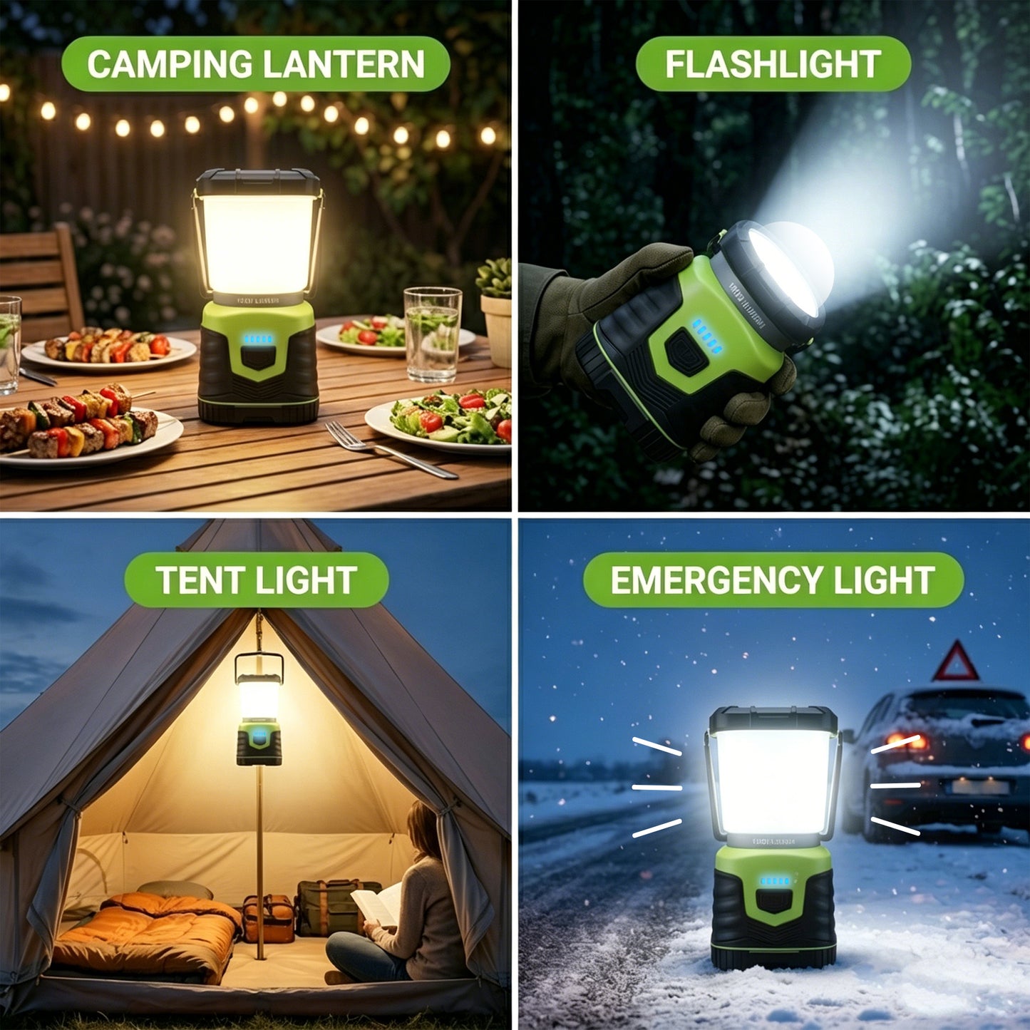 OHHANI Camping Lantern 1000LM with 5 Modes Camping Light Rechargeable for Power Cuts, Emergency Lighting, Hiking, Camping