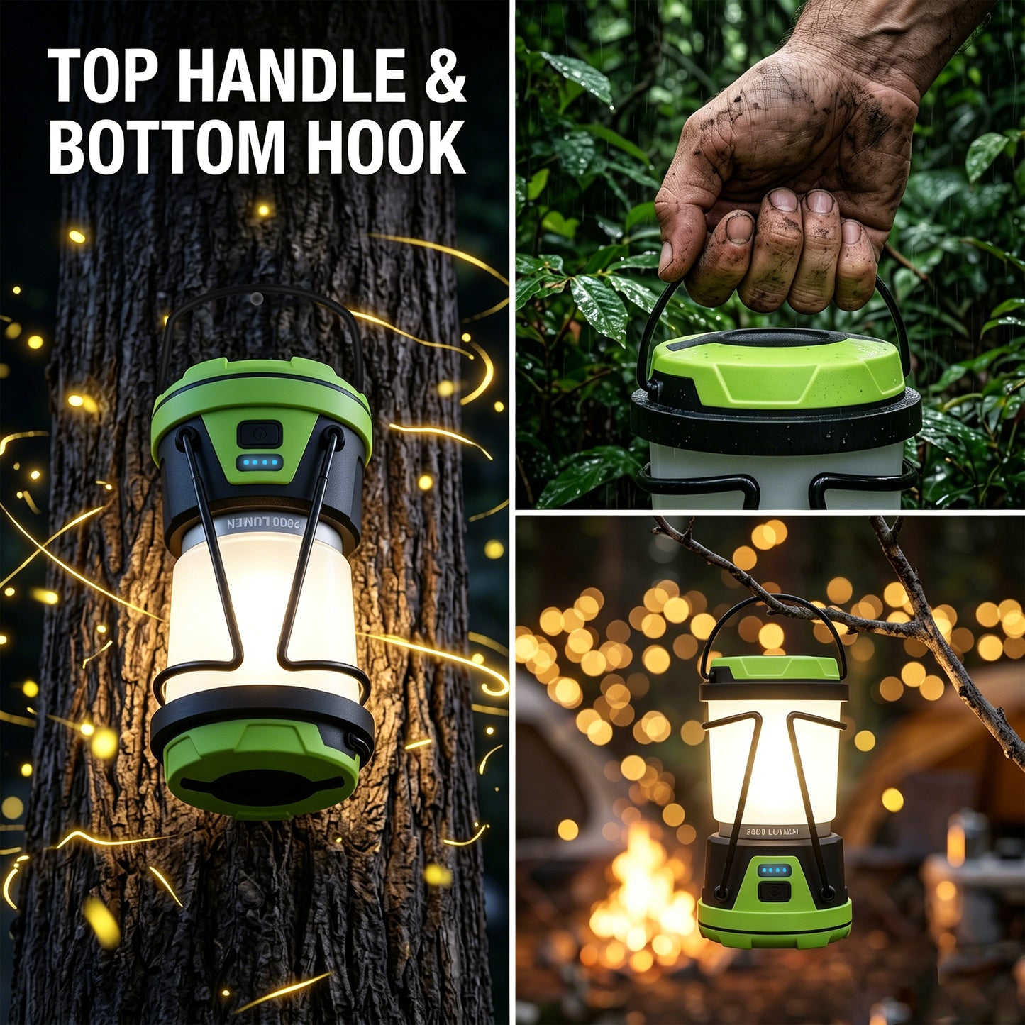 OHHANI Camping Lantern 2000LM 4000mAh Rechargeable Camping Lights with 4 Light Modes for Power Outages, Hiking, Fishing, Tents, Home