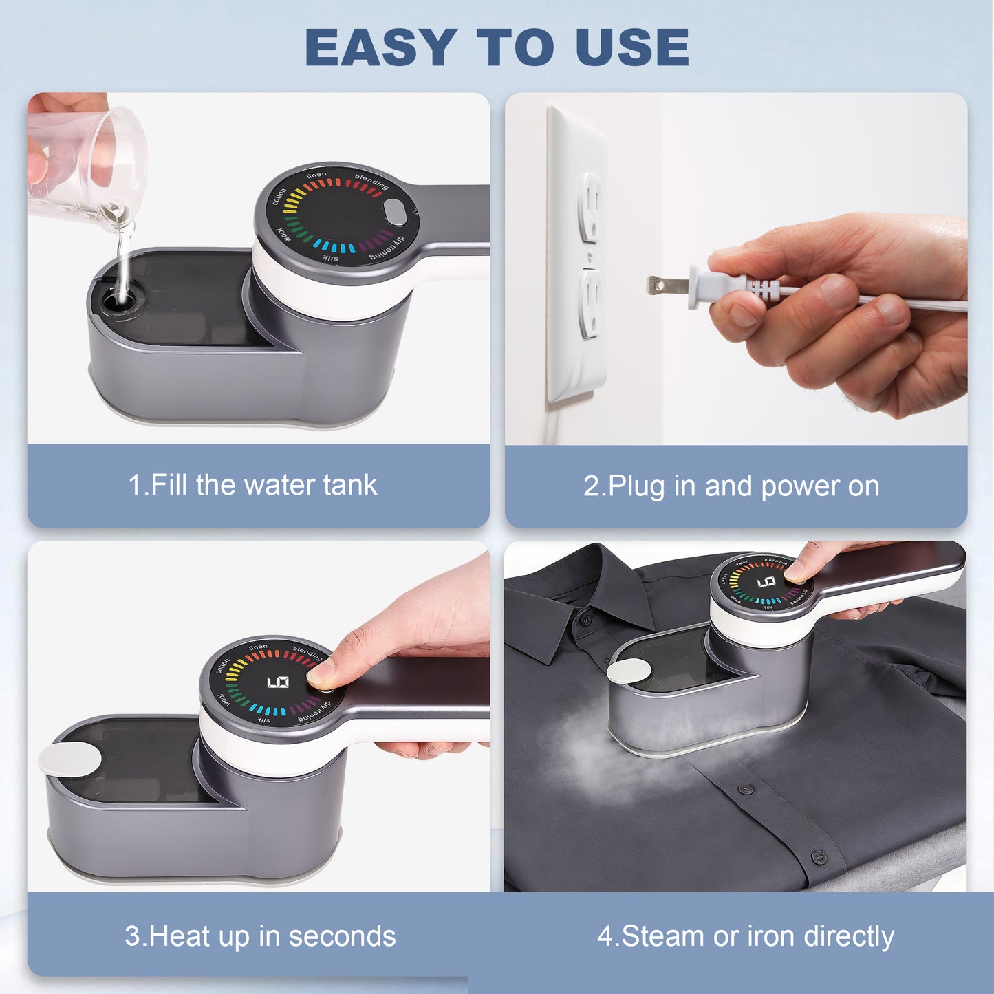 Riousery 2-in-1 Handheld Steamer & Iron, 1200W Fast Heat-Up, 6 Fabric Modes, 120ML Tank, 180° Swivel Handle, for Home, Travel & Dorm
