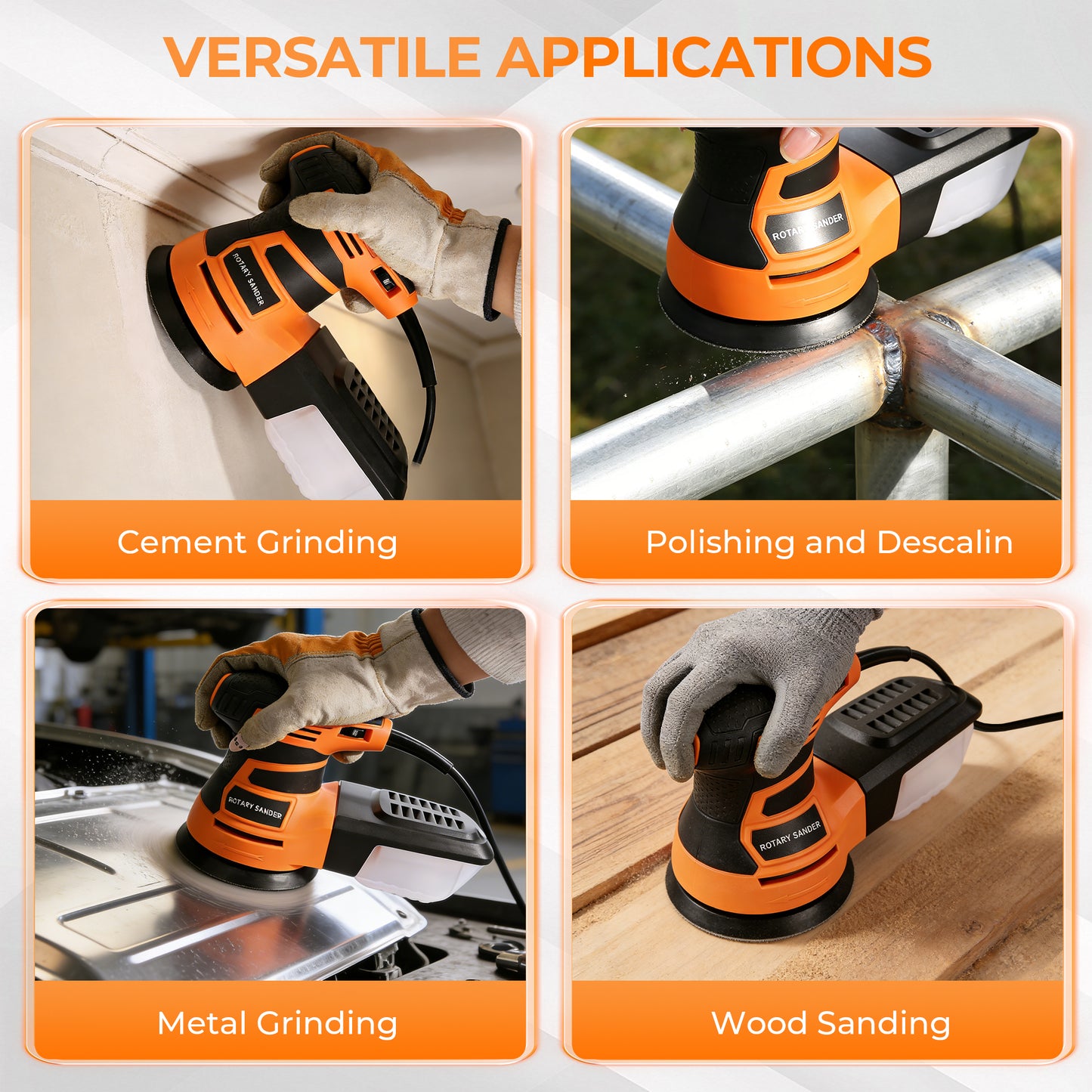 HOTREE Electric Random Orbital Sander, 6 Speed Adjustable Sander for Woodworking, Polishing and Sanding, with Dust Collection System