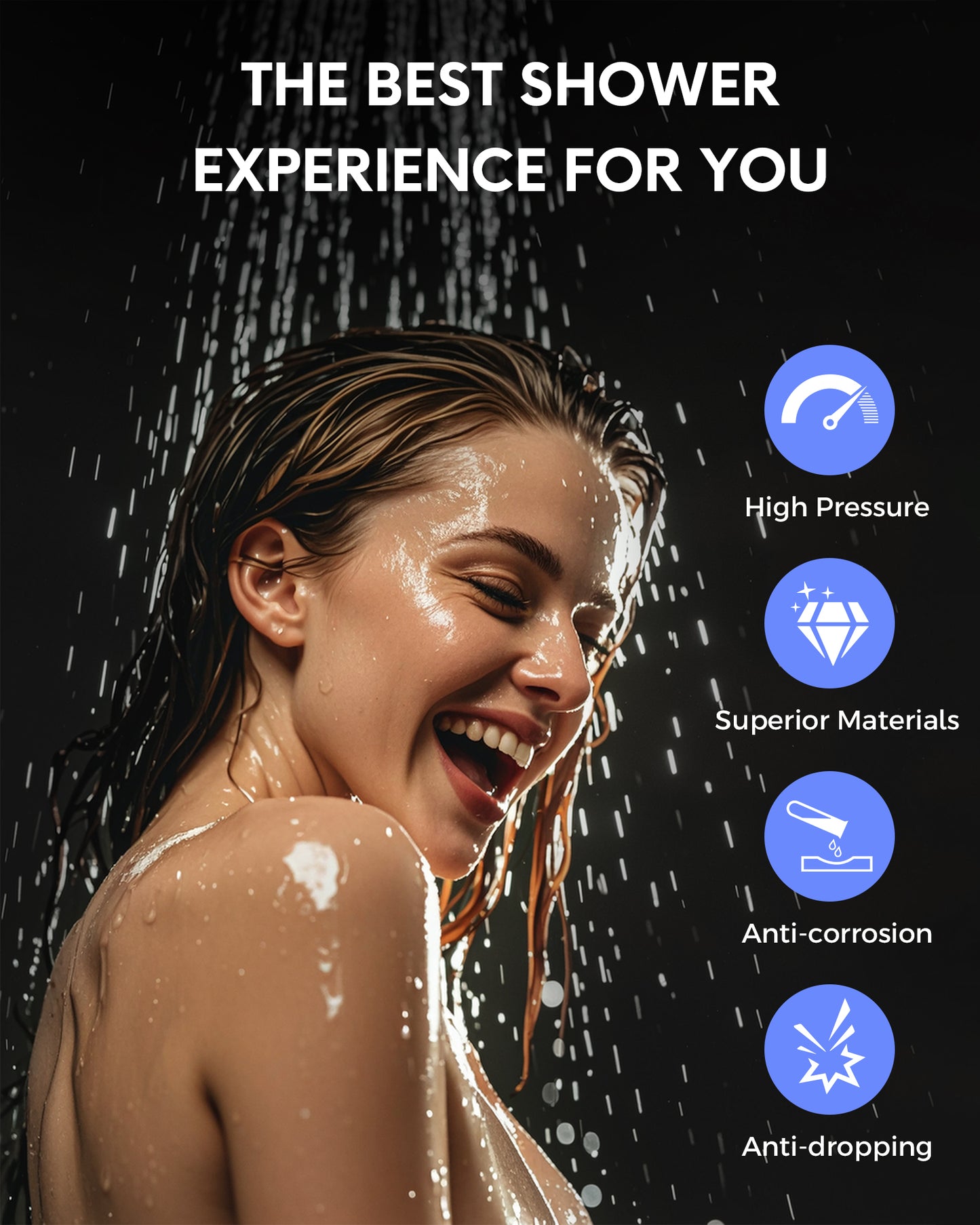 Hodvit 6" High Pressure Rainfall Shower Head and Handheld Combo, Plated with 60" Hose Anti-leak with Holder, Chrome