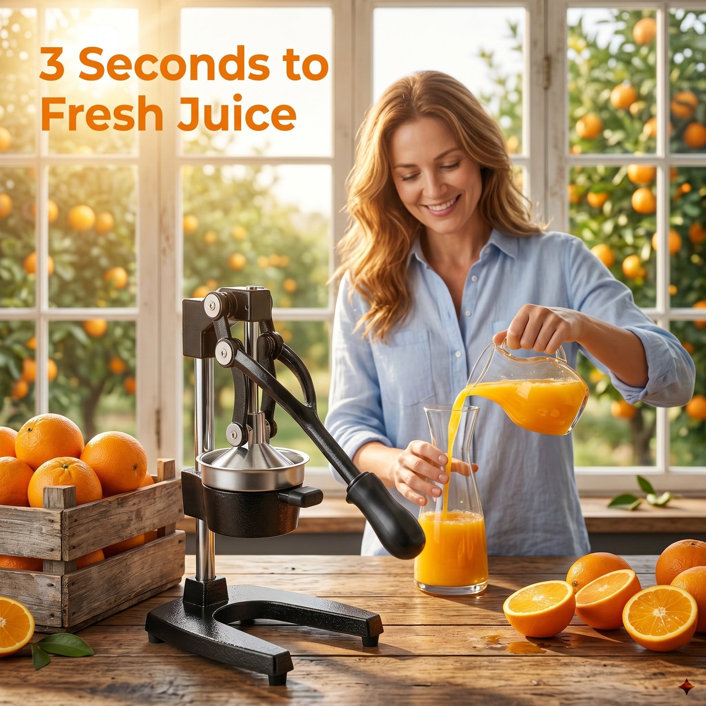 M Buder Manual Juicer, 304 Stainless Steel Hand Juicer Squeezer Easy Juicing, Fruit Squeezer Ergonomic & Easy to Clean Manual Citrus Juicer, Black