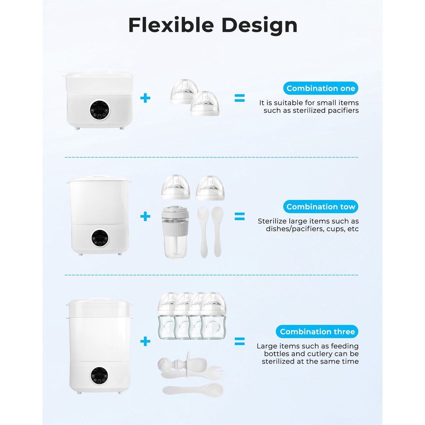 Granlass Bottle Sterilizer and Dryer, Electric Steam with Baby Bottle Warmer, Food Prep