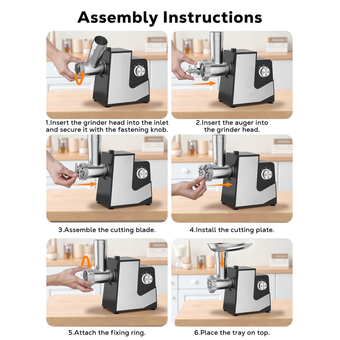 Casualife Electric Meat Grinder and Sausage Stuffer, 2000W Max, with 2 Blades, 3 Plates, Tubes and Kubbe Kit