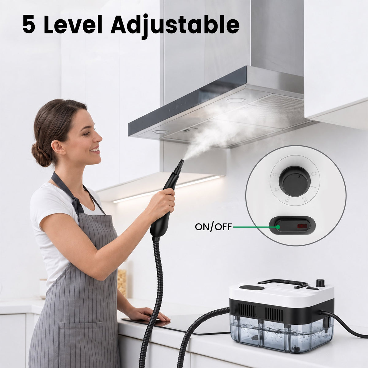 WZAUJKL 221 Degrees High Temp Steam Cleaner, Handheld Steam Cleaner Set with Brushes, White, 9-Piece