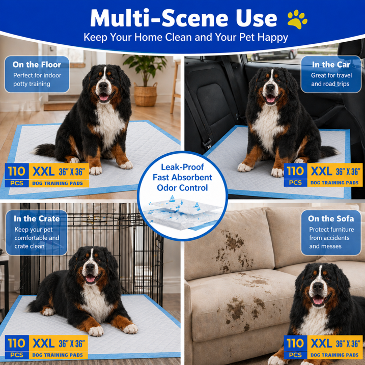 Sunypet Puppy Pads Disposable Dog Potty Training Pads, Quick Dry, Ultra Absorbent, XXL 36" x 36", 110ct