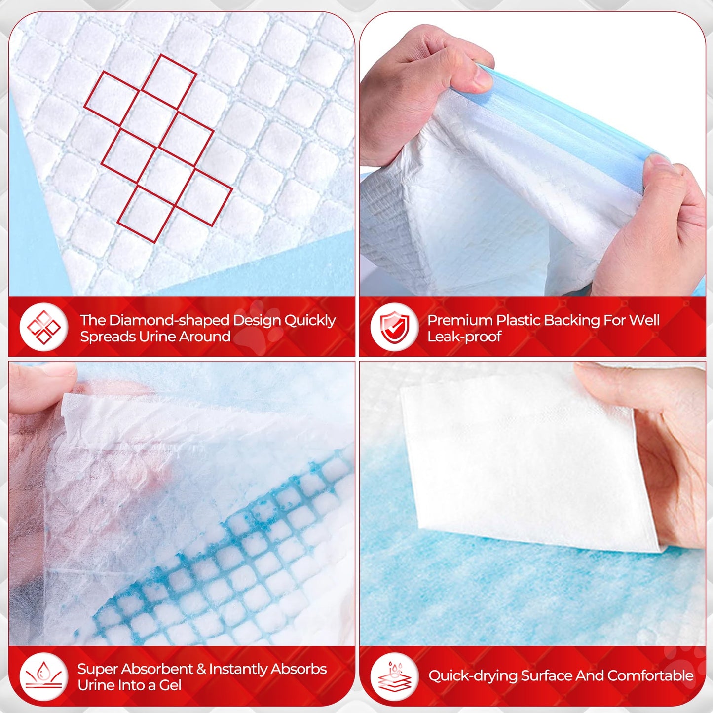 Tolobeve Puppy Pads Training Pads, Large, 22 in x 22 in, 100 Count Disposable Dog Pee Pet Pads