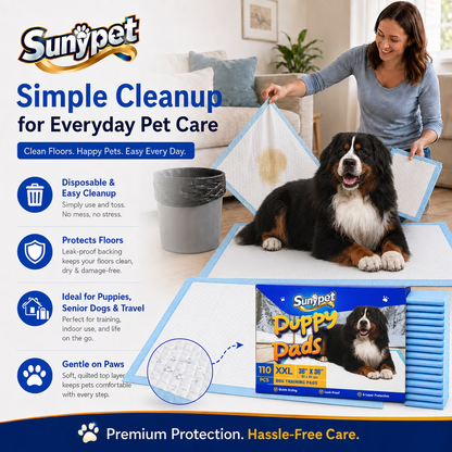 Sunypet Puppy Pads Disposable Dog Potty Training Pads, Quick Dry, Ultra Absorbent, XXL 36" x 36", 110ct