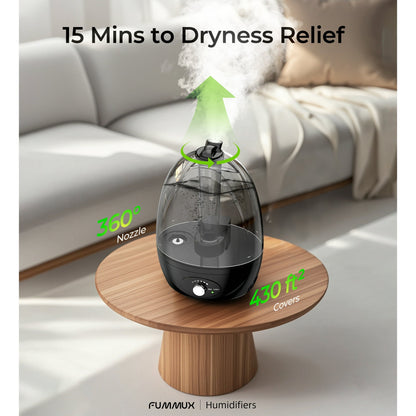 Cool Mist Humidifiers for Bedroom 3 L Water Tank Quiet Ultrasonic Air Vaporizer,Adjustable Mist Level, Black