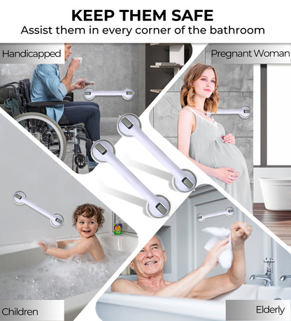 Hodvit 2 Pack Shower Grab Bars, Bathroom Shower Handles with Strong Suction Cup Grip for Seniors,Handle Carries 200lbs (16 inch)