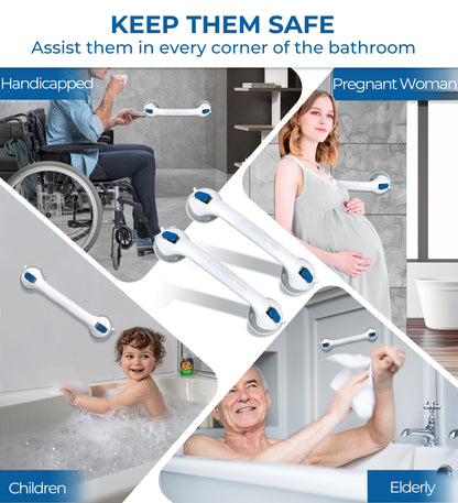 Hodvit 2 Piece 16" Shower Grab Bar, Glow-in-the-Dark Shower Handle with Power Suction Cup Grip for Seniors, Weight Capacity 200 lbs,New