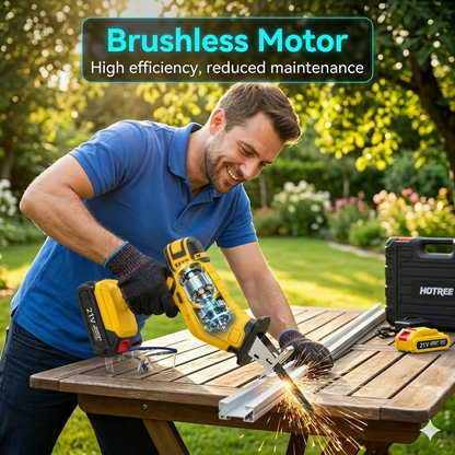 HOTREE Cordless Reciprocating Saw, Variable Speed, 2 x 2.0Ah Batteries, Blades Kit for Wood, Metal, PVC Cutting, Yellow
