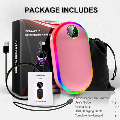 Madala Hand Warmers Rechargeable, 7 Changing Colors Lights Electric Hand Warmers 10000Mah, Electric Portable Pocket Heater, Hunting, Camping- Rose Gold