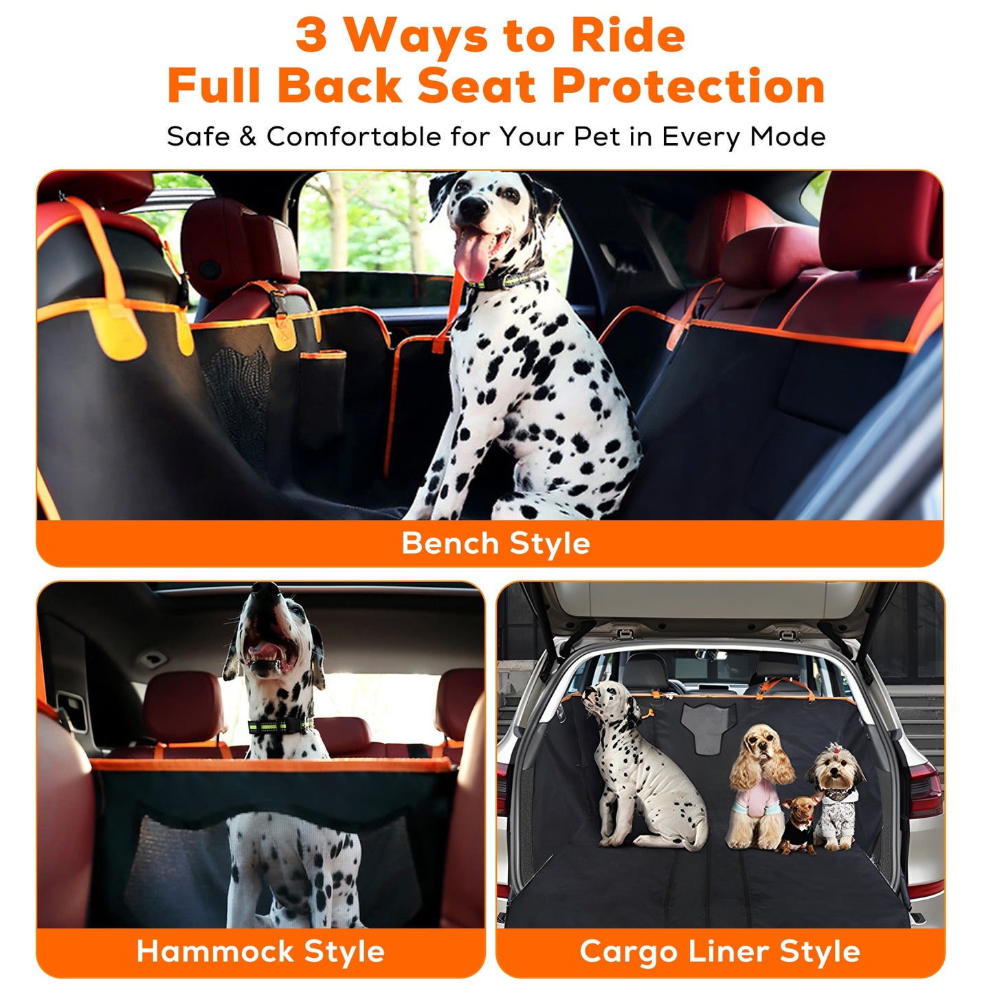 Tolobeve Dog Car Seat Cover for Pets 100% Waterproof Seat Cover Hammock Heavy Duty Scratch Proof Non Slip Durable Soft Back Seat Covers for Cars Trucks and SUVs