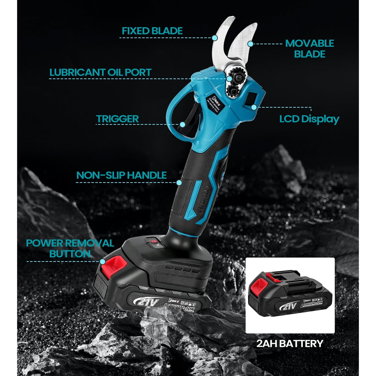 HOTREE Cordless Electric Pruning Shears with 2 Batteries, Adjustable 0.8 to 1.2 Inch Cutting Capacity and LCD Display for Garden