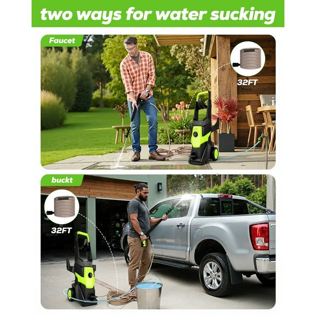 OHHANI Electric Pressure Washer, 2030 PSI Max, 2.4 GPM, 6ft Inlet Hose, 32ft Outlet Hose & Power Cord, 4 Nozzles & Foam Cannon for Car, Patio, Driveway