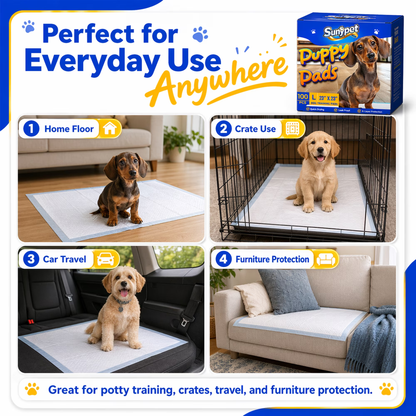 Sunypet Puppy Pads Disposable Dog Potty Training Pads, Quick Dry, Ultra Absorbent, L 23"x23", 200ct