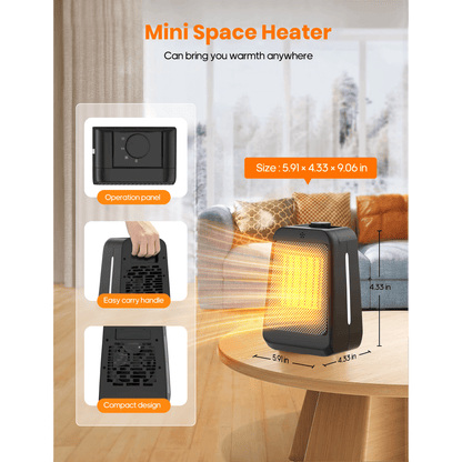 NFTIGB 1500W PTC Space Heater Portable Desktop Electric Heaters for Home, Ceramic Fast Heating, New