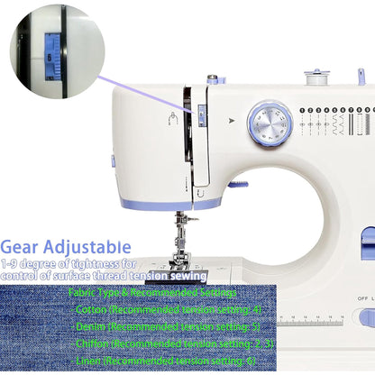 OHHANI Mini Sewing Machine with Electric Foot Pedal Dual Mode, Dual Speed, Automatic Winding, LED Thread Trimmer, Portable, Work Box, Suitable for Beginners, Home Repair, Handicraft