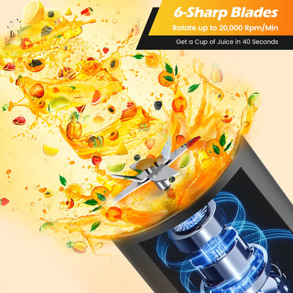 Suodoka 16 oz Personal Portable Blender for Shakes Smoothies, Magnetic USB Rechargeable, Mini Juicer Mixer with Handle Lid, Black