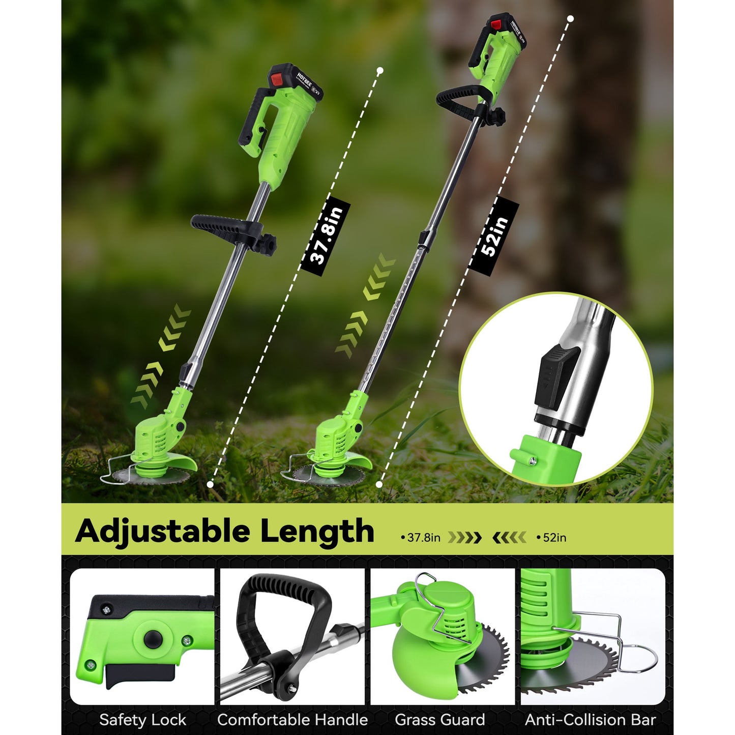 HOTREE Cordless String Trimmer Battery Powered 21V - Trimmer, Edger, and Mower with Multiple Blades for Garden