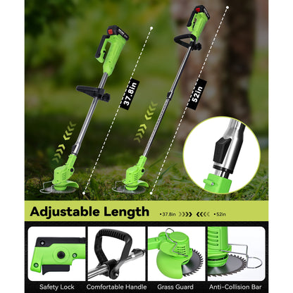 HOTREE Cordless String Trimmer Battery Powered 21V - Trimmer, Edger, and Mower with Multiple Blades for Garden