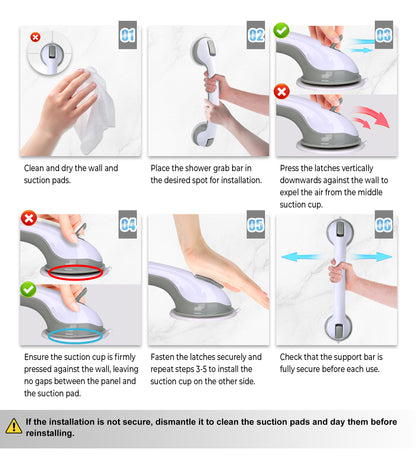 Hodvit 2 Pack Shower Grab Bars, Bathroom Shower Handles with Strong Suction Cup Grip for Seniors,Handle Carries 200lbs (16 inch)