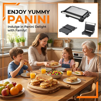 Casualife Electric Panini Press Grill, 180° Opening Non-Stick Sandwich Maker, 2-Slice Grill Press for Burgers, Steaks, Bacon, Breakfast Sandwiches