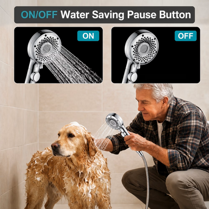 LZSDS 6-Setting High Pressure Handheld Shower Head with Pause Button, Chrome
